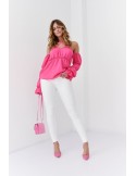 Bluza spaniola cu volane, roz 560 - Magazin online - Boutique